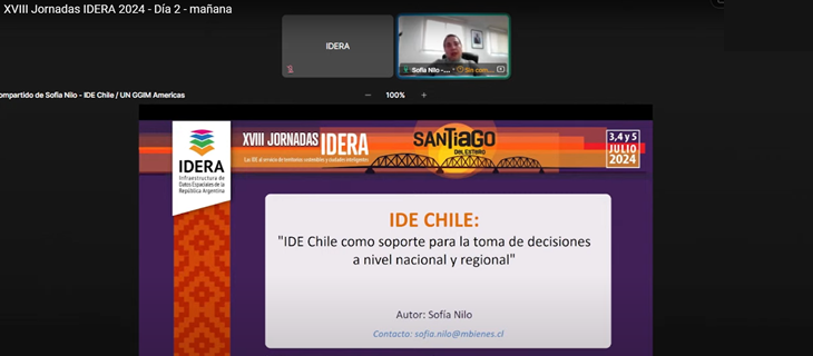Avances de la IDE Chile en la Gestión de Información Geoespacial: Participación de Sofía Nilo en las XVIII Jornadas IDERA 