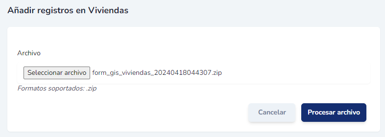 Formulario de incorporación desde shapefile
