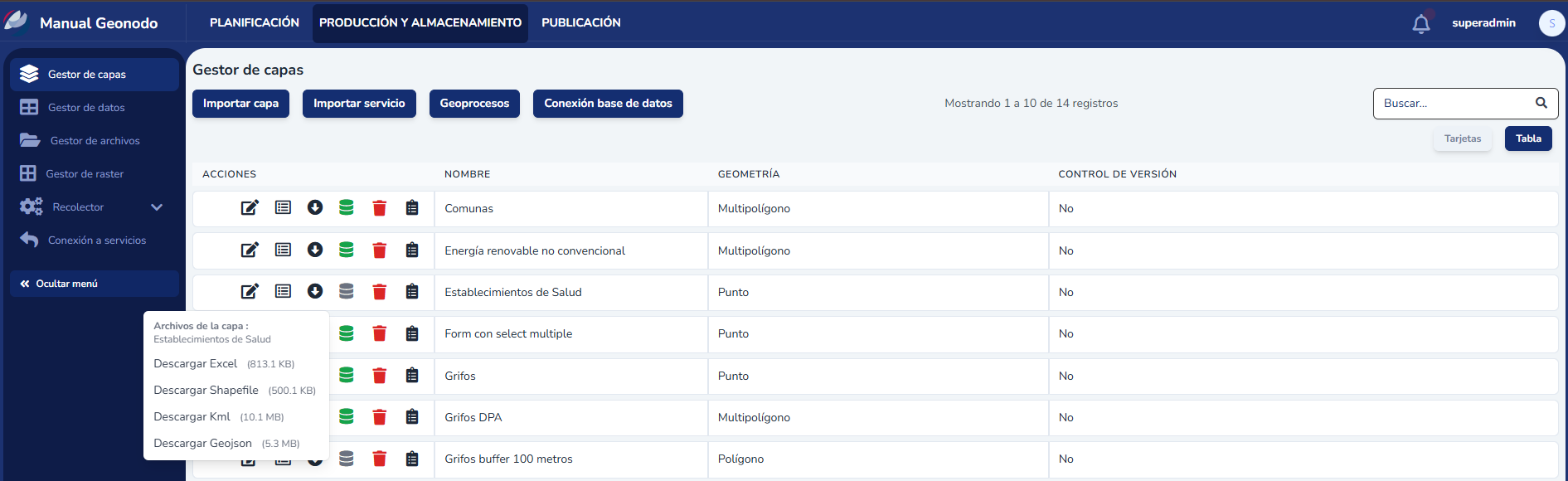 Opciones de formato de descarga