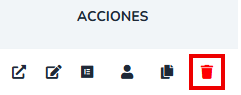Acción Eliminar instancia en la columna de acciones